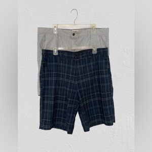 2 Of Men’s Shorts Plaid Flat Front, Sz 38